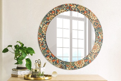 Round decorative wall mirror Vintage floral illustration