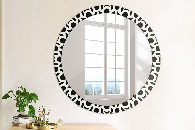 Round decorative wall mirror Black geometric ornament