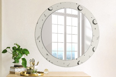 Round decorative wall mirror Doodle floral plants