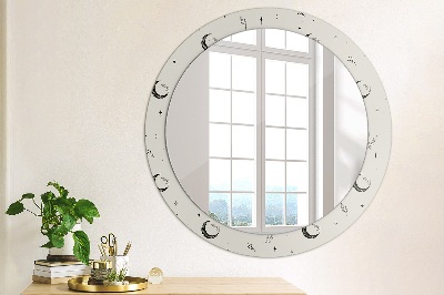 Round decorative wall mirror Doodle floral plants