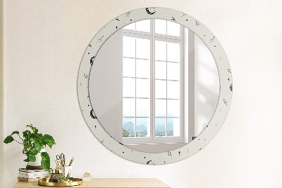 Round decorative wall mirror Doodle floral plants