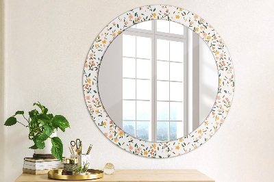 Round decorative wall mirror Small cute flowers