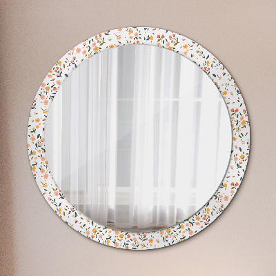 Round decorative wall mirror Small cute flowers