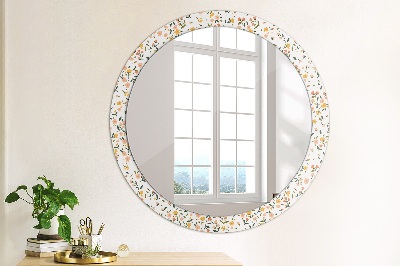 Round decorative wall mirror Small cute flowers