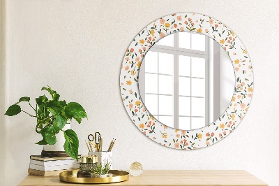 Round decorative wall mirror Small cute flowers