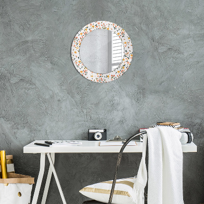 Round decorative wall mirror Small cute flowers