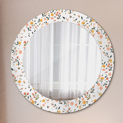 Round decorative wall mirror Small cute flowers