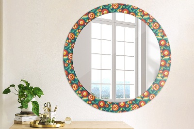 Round decorative wall mirror Geometric fruits and leaves