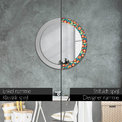 Round decorative wall mirror Geometric fruits and leaves