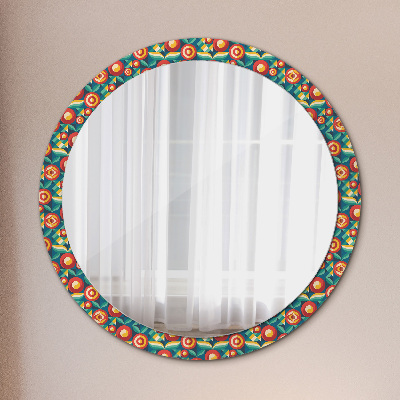 Round decorative wall mirror Geometric fruits and leaves