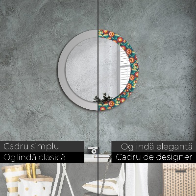 Round decorative wall mirror Geometric fruits and leaves