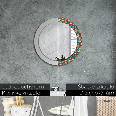 Round decorative wall mirror Geometric fruits and leaves