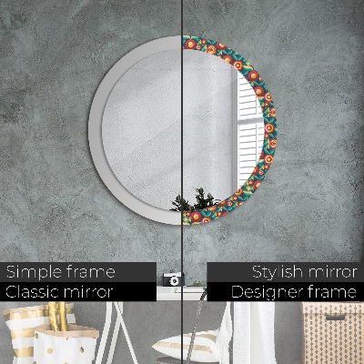 Round decorative wall mirror Geometric fruits and leaves