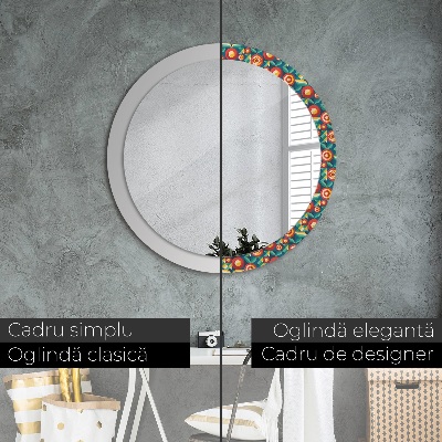 Round decorative wall mirror Geometric fruits and leaves