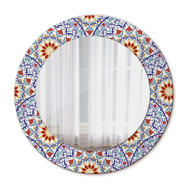 Round decorative wall mirror Oriental colorful composition