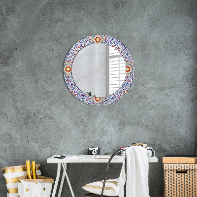 Round decorative wall mirror Oriental colorful composition