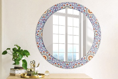 Round decorative wall mirror Oriental colorful composition