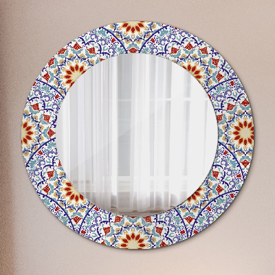 Round decorative wall mirror Oriental colorful composition