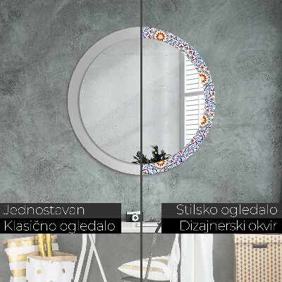 Round decorative wall mirror Oriental colorful composition