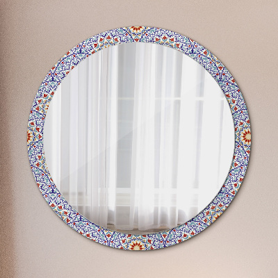 Round decorative wall mirror Oriental colorful composition