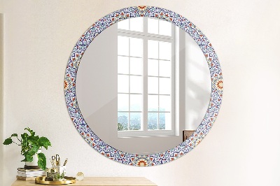 Round decorative wall mirror Oriental colorful composition