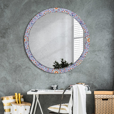 Round decorative wall mirror Oriental colorful composition