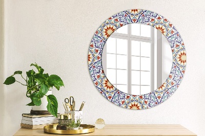 Round decorative wall mirror Oriental colorful composition