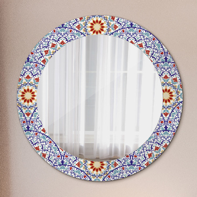 Round decorative wall mirror Oriental colorful composition