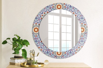 Round decorative wall mirror Oriental colorful composition