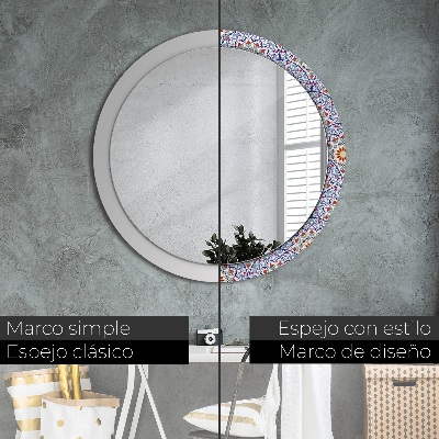 Round decorative wall mirror Oriental colorful composition