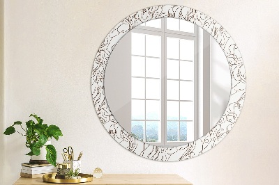 Round mirror print Linear art