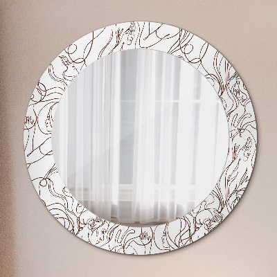 Round mirror print Linear art