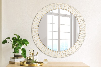 Round mirror printed frame Indian mandala