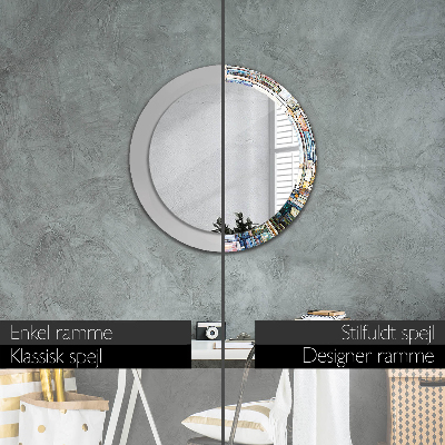 Round decorative wall mirror Abstract stained glass