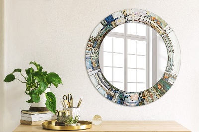 Round decorative wall mirror Abstract stained glass