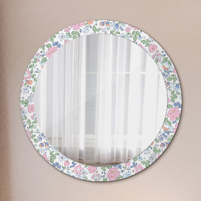 Round decorative wall mirror Gentle flowers