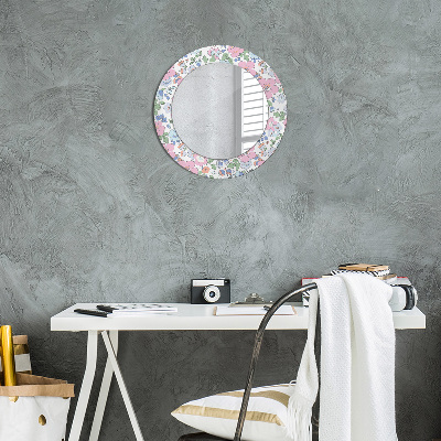 Round decorative wall mirror Gentle flowers