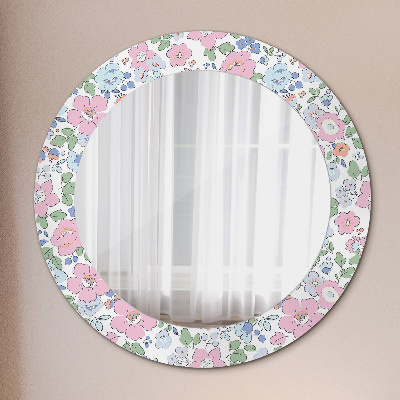 Round decorative wall mirror Gentle flowers