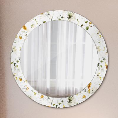 Round decorative wall mirror Field flowers