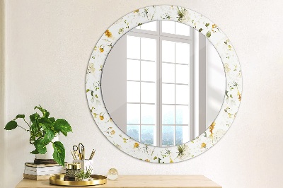 Round decorative wall mirror Field flowers