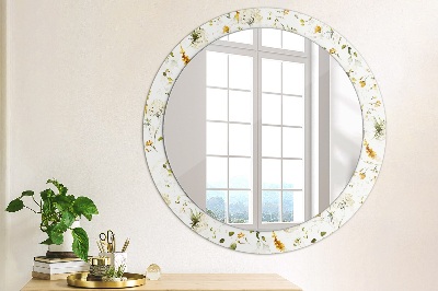 Round decorative wall mirror Field flowers