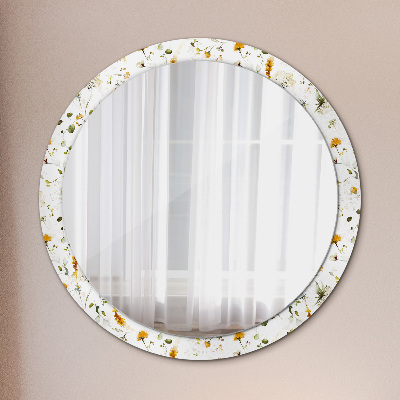 Round decorative wall mirror Field flowers