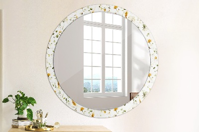 Round decorative wall mirror Field flowers