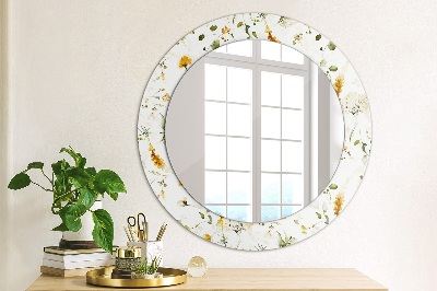 Round decorative wall mirror Field flowers