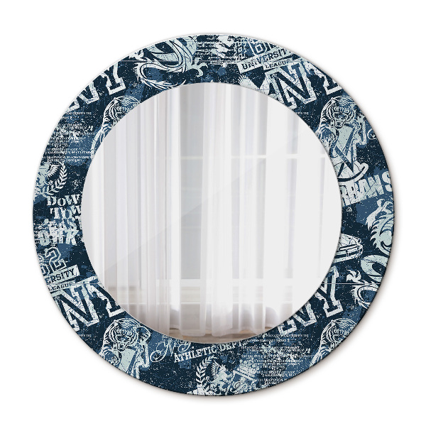 Round decorative wall mirror Ny collage