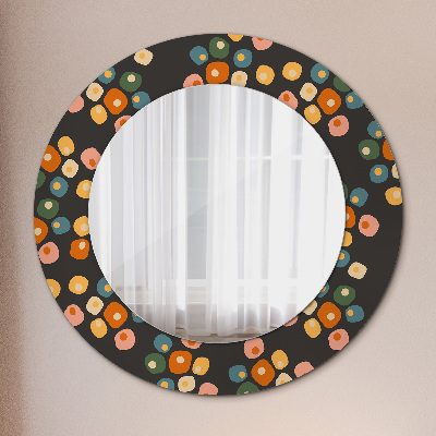 Round decorative wall mirror Flower dots