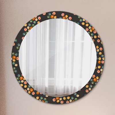 Round decorative wall mirror Flower dots