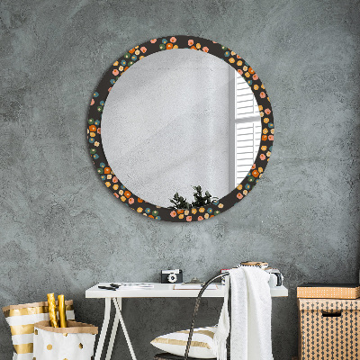 Round decorative wall mirror Flower dots