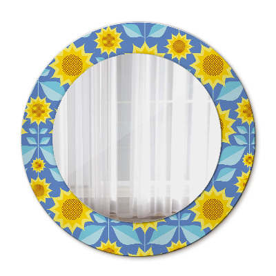 Round mirror decor Geometric sunflowers