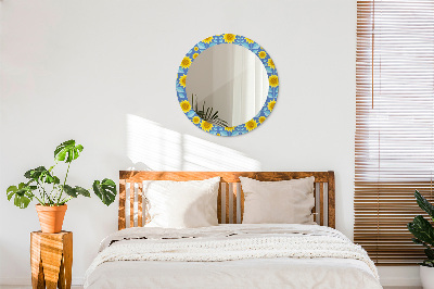 Round mirror decor Geometric sunflowers